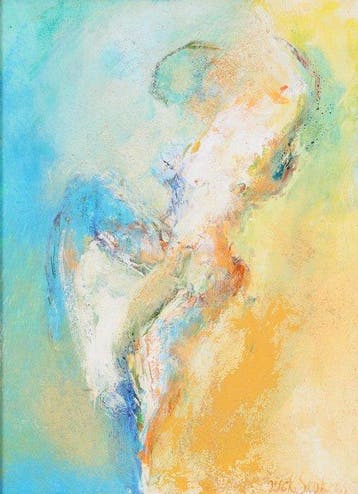 Nick Seijkens (1956) - Tweezijdig schilderij portret vrouw,