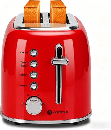 Broodrooster - Toaster - 2 sleuven - Rood - Aigostar, Witgoed en Apparatuur, Verzenden, Zo goed als nieuw