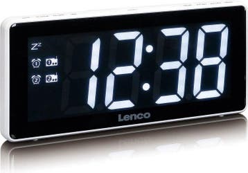 Wekkerradio - Digitale wekker - Alarmklok - Wit - Lenco - CR, Verzenden, Zo goed als nieuw