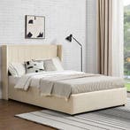 2dekans | Gestoffeerd bed Savona - 200 x 120 cm - Beige -, Ophalen of Verzenden, Zo goed als nieuw