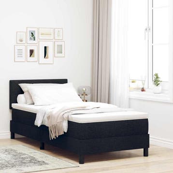 vidaXL Boxspring bed met LED-stripverlichting Zwart 90 x 190, Huis en Inrichting, Verzenden, Nieuw, Zwart, Stof