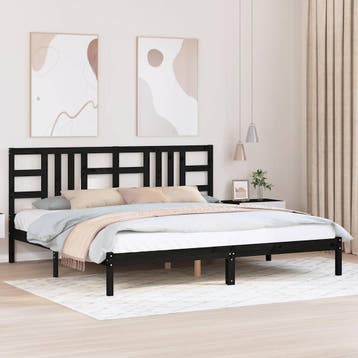 vidaXL Bedframe massief hout zwart 200x200 cm, Verzenden, Zwart, Overige maten, 200 cm