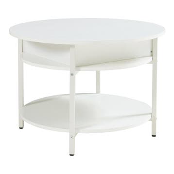 Salontafel Kandas rond wit en houtkleurig Ø70 cm [en.casa], Huis en Inrichting, Tafels | Salontafels, Verzenden, Nieuw