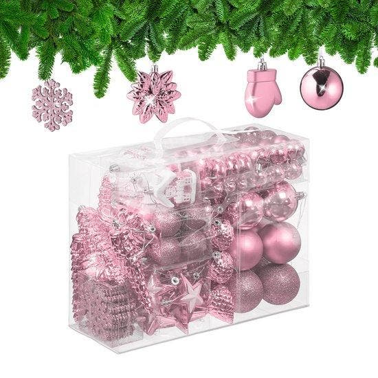 2dekans | kerstballen set van 100 - plastic - mat - glanzend, Diversen, Kerst, Zo goed als nieuw, Ophalen of Verzenden
