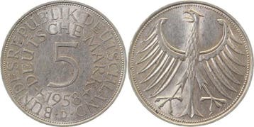 5 Dm Brd 1958d (MuntenenBankbiljetten-Duitslandvanaf1871), Verzenden