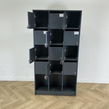 lockerkast vv 12 lockers en 3 vakken (hxbxd) 180x91x30 cm,, Ophalen of Verzenden, Nieuw