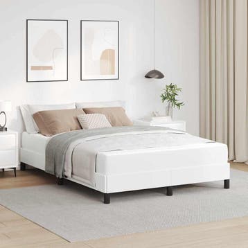 vidaXL Bedframe met matras Puur Wit 140 x 190 cm Stof, Verzenden, Nieuw, Wit, Stof