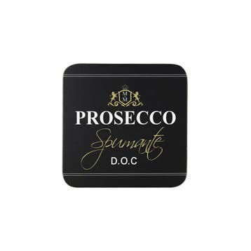 onderzetter wijn prosecco zwart 10x10cm (6), Verzenden, Nieuw