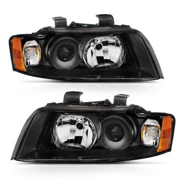 ANZO 2002-2005 Audi A4 Projector Headlight Black G2 (Halogen, Ophalen of Verzenden, Nieuw