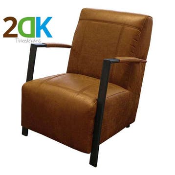 Tweedekans - Fauteuil - Rosetta - leer Colorado cognac 03, Huis en Inrichting, Stoelen, Ophalen of Verzenden, Nieuw, Leer