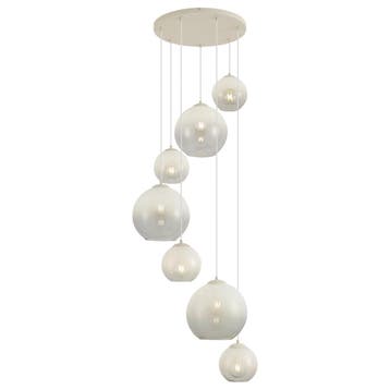 Art Deco hanglamp beige met wit glas 7-lichts - Sandra, Huis en Inrichting, Verzenden, Nieuw, Art Deco