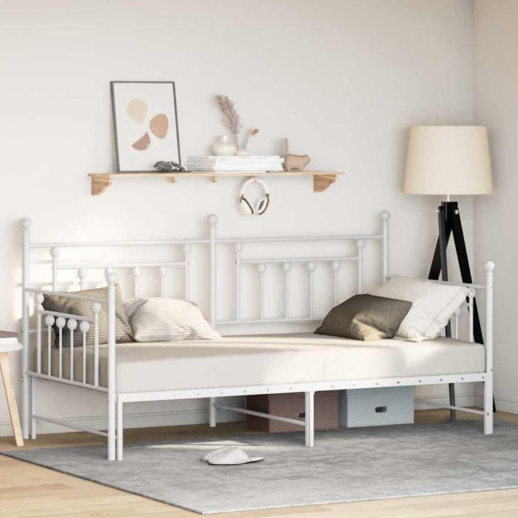 vidaXL Bedframe voor een daybed Wit 90 x 200 cm Staal, Huis en Inrichting, Slaapkamer | Bedden, Wit, Nieuw, Metaal, Verzenden