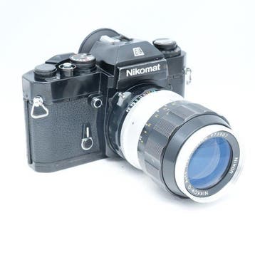 Nikon Nikomat EL Black + Nikkor-Q Auto 135mm F3.5 Analoge, Nieuw