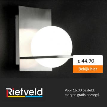 Rietveld-Wandlampen-Wit, Staalgrijs-Glas, Staal, Metaal, Verzenden, Nieuw