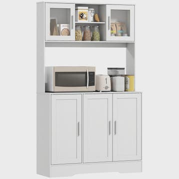 HOMCOM Keuken Buffetkast Scandinavisch Wit met Glazen Deuren, Verzenden, Nieuw