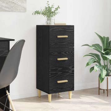 vidaXL Dressoir met lade Zwart eiken 34.5 x 34 x 90 cm, Huis en Inrichting, Verzenden, Nieuw, Overige houtsoorten, Minder dan 50 cm