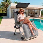 Ligstoel Cloud II met zonnekap, opvouwbaar - lichtgrijs, Set, Verzenden, Nieuw