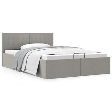 vidaXL Bedframe met hydraulische opslag stof lichtgrijs, Verzenden, Nieuw, Twijfelaar, 120 cm