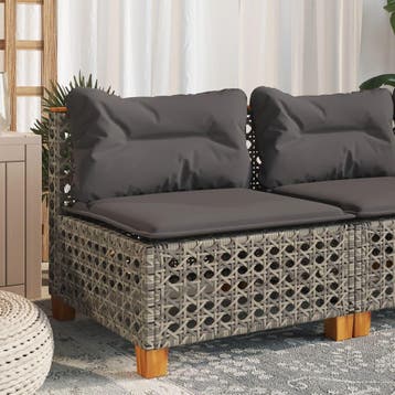 vidaXL Tuinbank zonder armleuning met kussens poly rattan, Verzenden, Nieuw