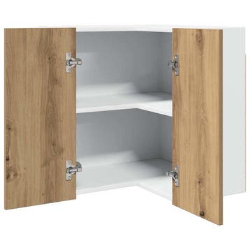 vidaXL Hanghoekkast Lyon 57x57x60 cm bewerkt hout artisanaal, Huis en Inrichting, Keuken | Keukenelementen, Verzenden, Nieuw, Bruin
