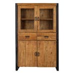 Vitrinekast Mangohout Britt 115 cm, Huis en Inrichting, Kasten | Vitrinekasten, Verzenden, Nieuw, Overige houtsoorten, Industriële meubels