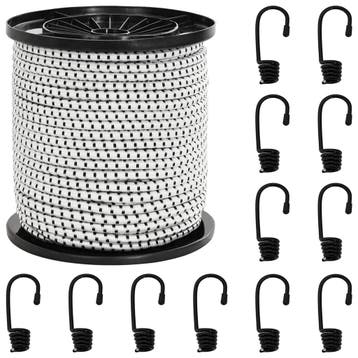 vidaXL Bungee Koorden met Haken 4 mm Zwart en Wit PP en, Verzenden, Nieuw