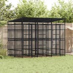 vidaXL Hondenkennel met dak 5,53 m² staal, Verzenden, Nieuw
