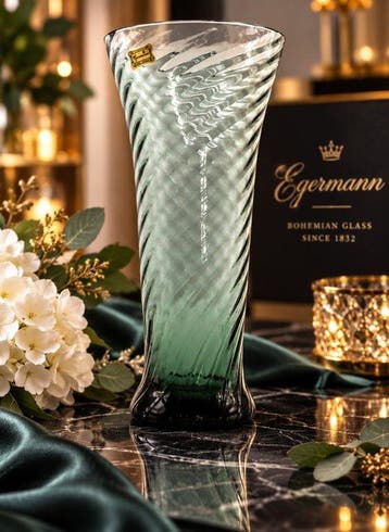 Egermann - Vaas - Kristal - rookblauwe Egermann-vaas