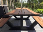 Picknicktafel Anker, zwart gepoed. staal / hardhout 8 pers., Ophalen, Nieuw, Rechthoekig, Staal
