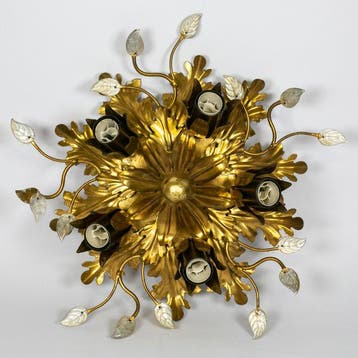 Plafondlamp - goudkleurig metaal - glas - Campi Bisenzio -