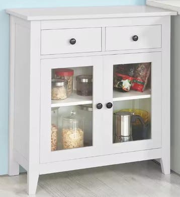 Wit Dressoir met Lades en Glazen Deuren – 80 cm Breed, Verzenden, Nieuw