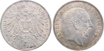 Duitsland 5 Mark Sachsen 1902 E absolut praegefrisch Top..., Verzenden