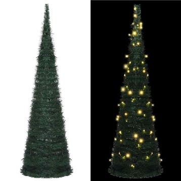 vidaXL Kunstkerstboom met verlichting pop-up 210 cm groen, Diversen, Kerst, Verzenden, Nieuw