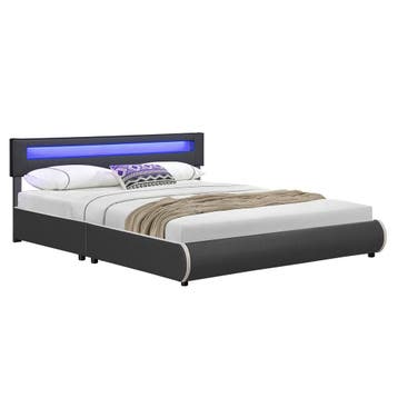 Gestoffeerd Bed Sevilla - 180 x 200 cm - Grijs - LED Verlich, Huis en Inrichting, Verzenden, Nieuw