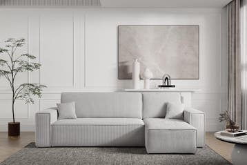 Slaapbank Ribstof Karlo Grijs | Universeel | €449,-, Huis en Inrichting, Slaapkamer | Slaapbanken, Verzenden, Overige maten, Overige maten