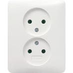 Gira Wandcontactdoos ZONDER randaarde inbouw 2V Zuiver wit, Nieuw, Stopcontact