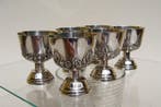 Set of 6 Hand-Hammered Solid Silver Liqueur Cups - Late 19th, Antiek en Kunst