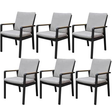 Set van 6 Lola dining tuinstoelen aluminium antraciet, Tuin en Terras, Ophalen of Verzenden, Nieuw, Aluminium