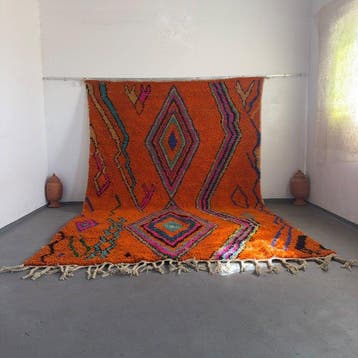 Gedurfd oranje diamantontwerp - Vloerkleed - 192 cm - 300 cm, Nieuw