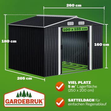 Tuinhuis Antraciet Metaal 260x205x180cm (Schuurtjes-Rekken), Tuin en Terras, Verzenden, Nieuw