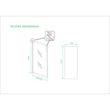 Wiesbaden Skyline Zijwand voor Nis Schuifdeur - 800x2000x8mm, Ophalen of Verzenden, Nieuw, Glas