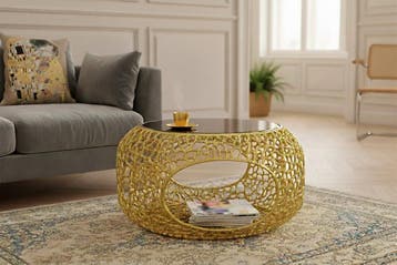 Salontafel SPIN 75 cm, gehard zwart glazen onderstel,, Huis en Inrichting, Tafels | Salontafels, Ophalen of Verzenden, Nieuw