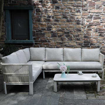 Veneto hoek loungeset 3 delig aluminium latte zand rope, Ophalen of Verzenden, Nieuw