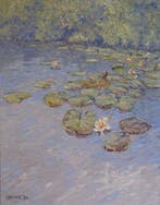 Chris van Dijk (1952) Impressionist -  Nénuphars dans la, Antiek en Kunst, Kunst | Schilderijen | Klassiek