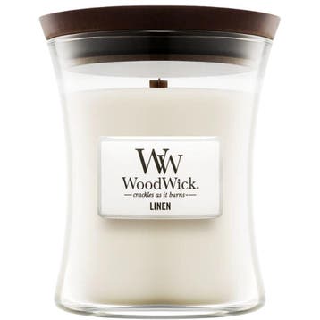 WoodWick Linen Medium Candle - 275gr, Ophalen of Verzenden, Nieuw, Overige typen