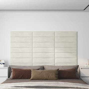 vidaXL Wandhoofdbord 12 st Crèmekleurig Fluweel, Verzenden, Nieuw, Crème, Stof