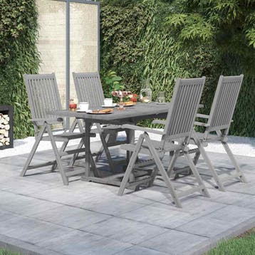 vidaXL 5-delige Eethoek massief acaciahout, Verzenden, Nieuw, Hardhout, 4 zitplaatsen