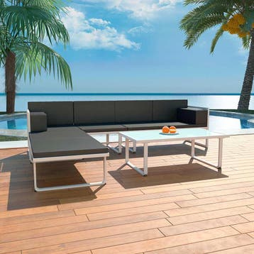 vidaXL 4-delige Loungeset met kussens aluminium zwart, 4 zitplaatsen, Verzenden, Loungeset, Nieuw