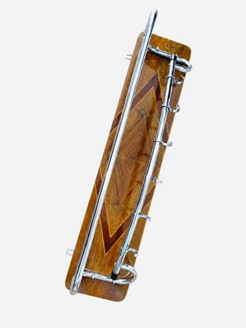 Kapstok - Chroom, Hout - Art Deco wandkapstok