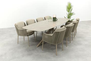 4SO Bernini/Prado 8-persoons Deens ovale dining tuinset, Verzenden, Nieuw, Rvs, Tuinset